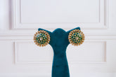 Emerald Meenakari Kundan Stud Earrings