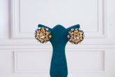 Royal Blue Kundan Floral Stud Earrings
