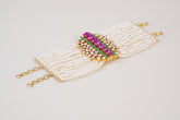 Royal Pearl Kundan Bracelet with Pink Stones
