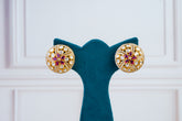 Floral Kundan Statement Stud Earrings