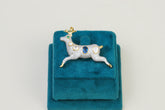 Silver Deer Brooch with Polki Accents