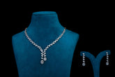 Elegant Diamond Vine Necklace Set In Silver