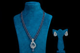 Sapphire Beaded Diamond Pendant Set