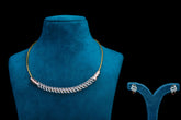Elegant Diamond Curve Necklace Set In Silver