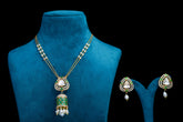 Emerald Elegance Kundan Jhumka Necklace
