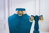 Multicolor Pearl Choker Set with Matching Earrings