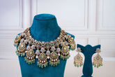 Luxury Polki Statement Necklace Set with Emerald Drops