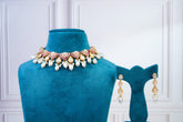 Pink Kundan Pearl Choker Set with Drop Earrings