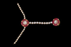 Ruby Enamel Polki Diamond Hathphool (Hand Harness)