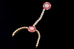 Ruby Enamel Polki Diamond Hathphool (Hand Harness)