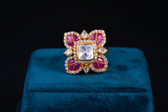 Petal Whisper Polki Ring
