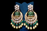 Emerald Polki Chandbali Jhumka Earrings