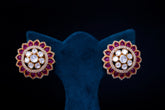 Floral Ruby Polki Stud Earrings