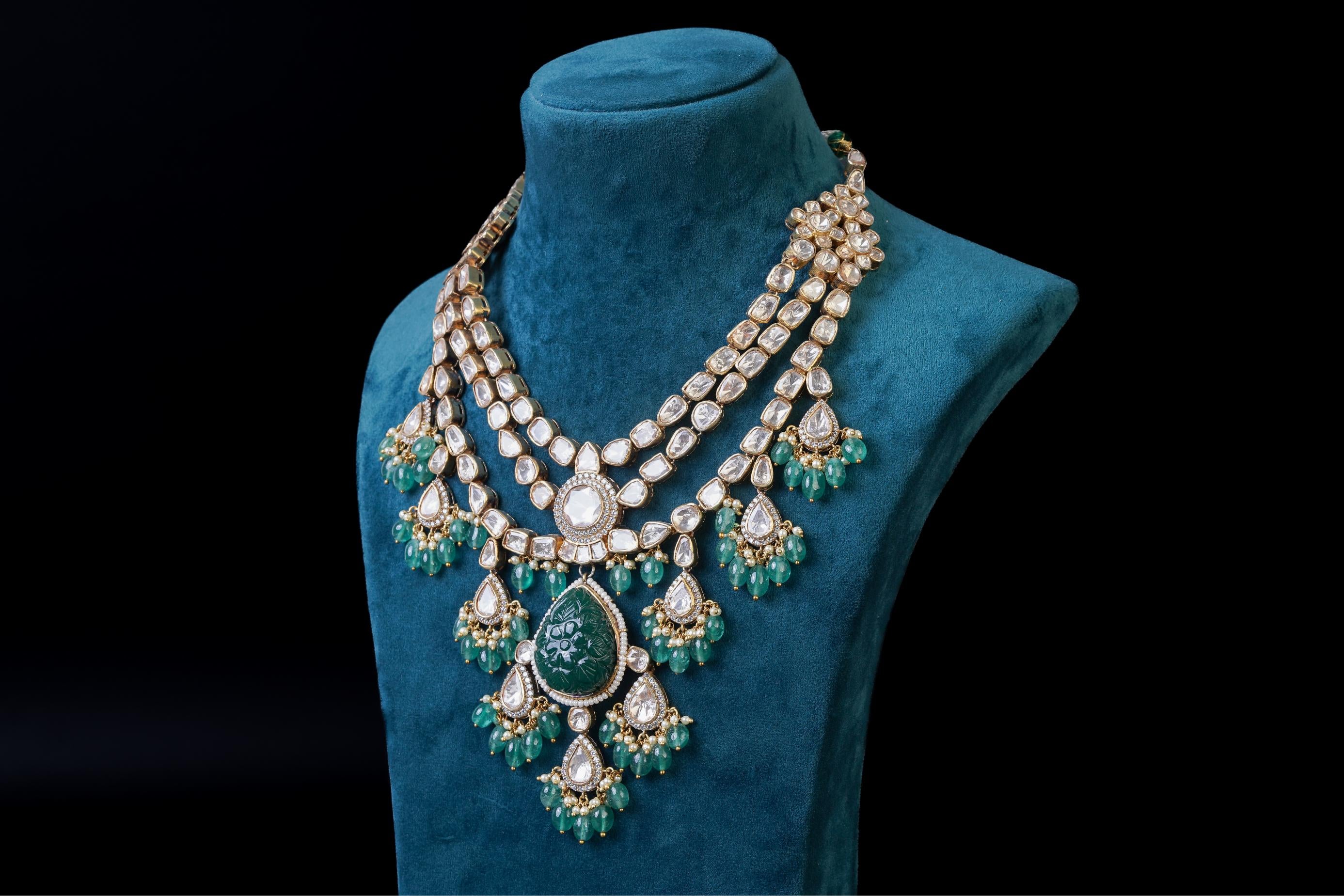 Exquisite Green Stone Bridal Necklace