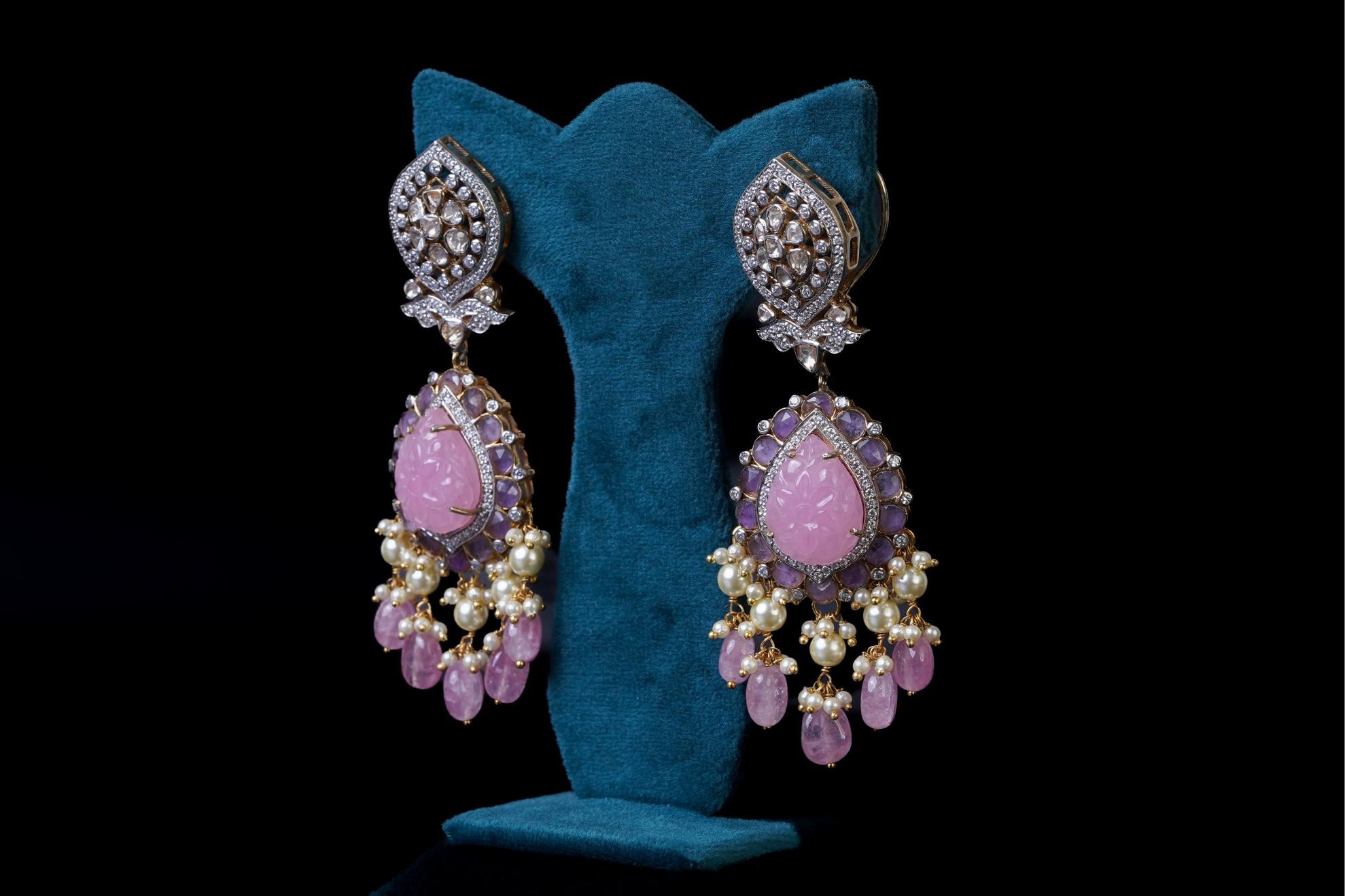 Blush Pink Polki Statement Bridal Choker Set