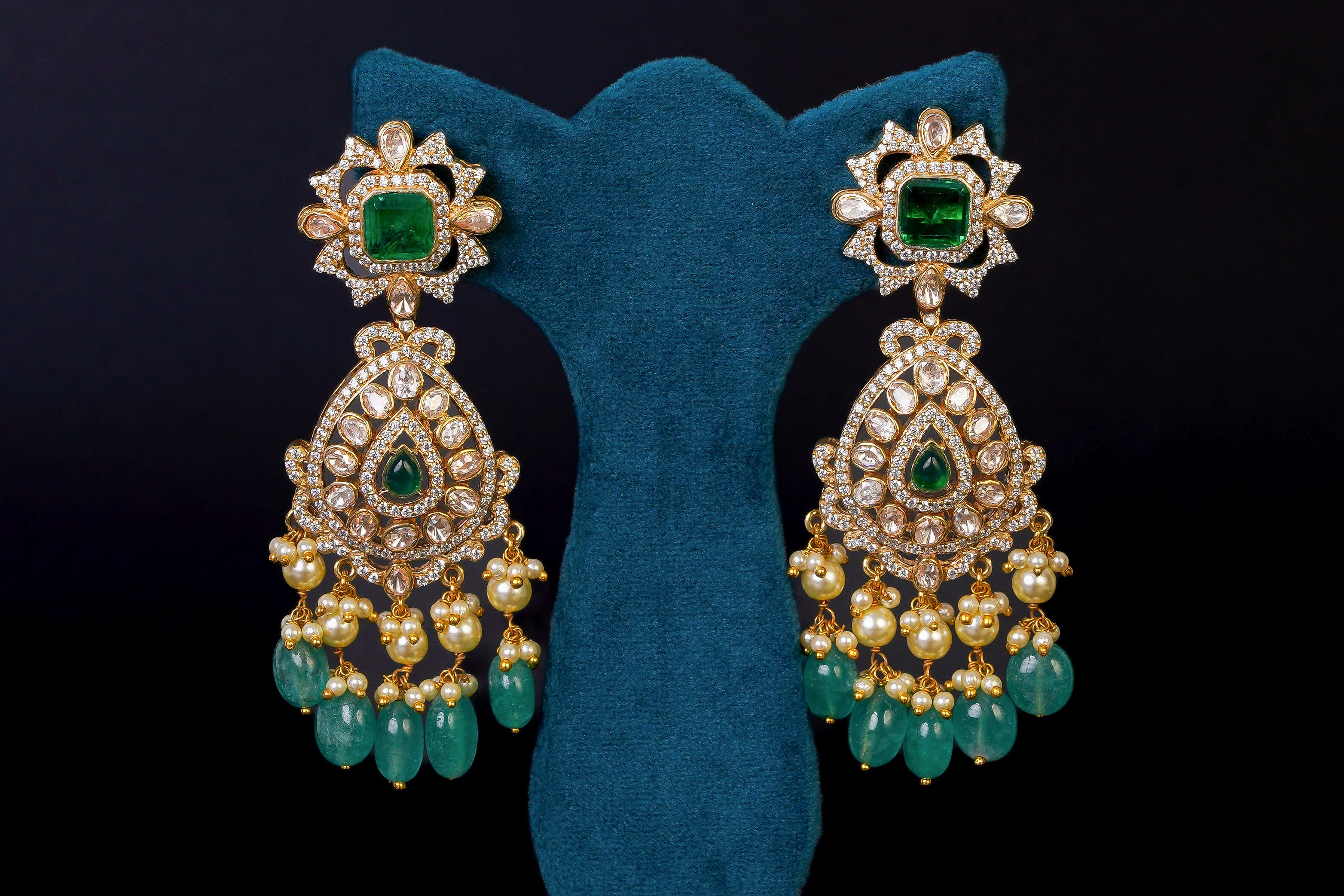 Emerald Drop Kundan Statement Necklace Set