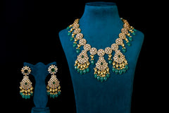 Emerald Drop Kundan Statement Necklace Set