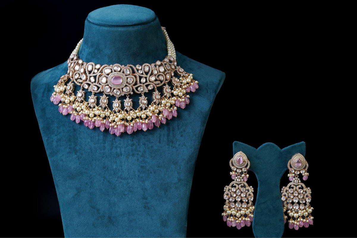 Blush Pink Kundan Bridal Choker Set