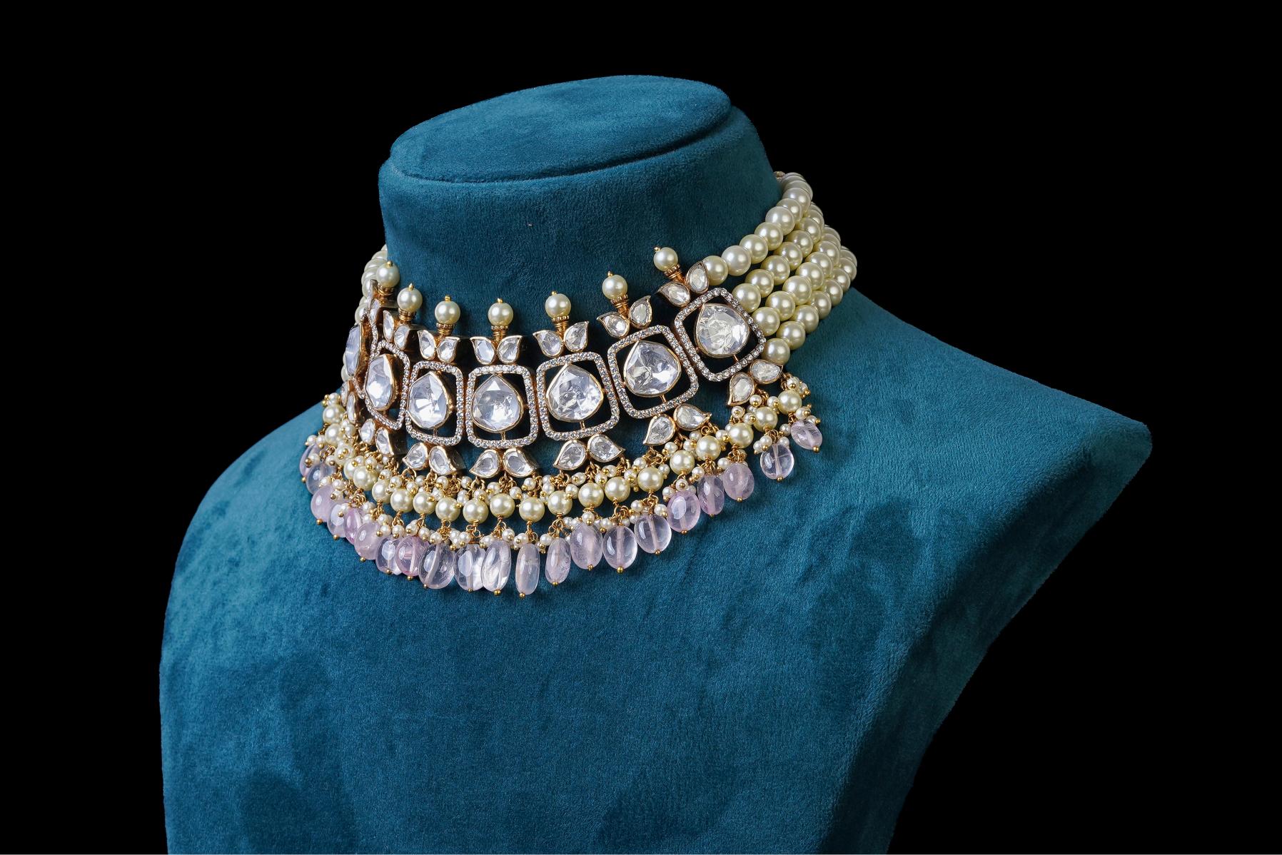 Polki Kundan Pearl Drop Choker Set