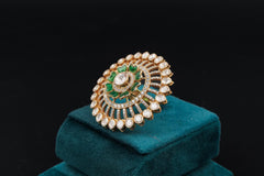 Emerald Enamel Kundan Statement Ring