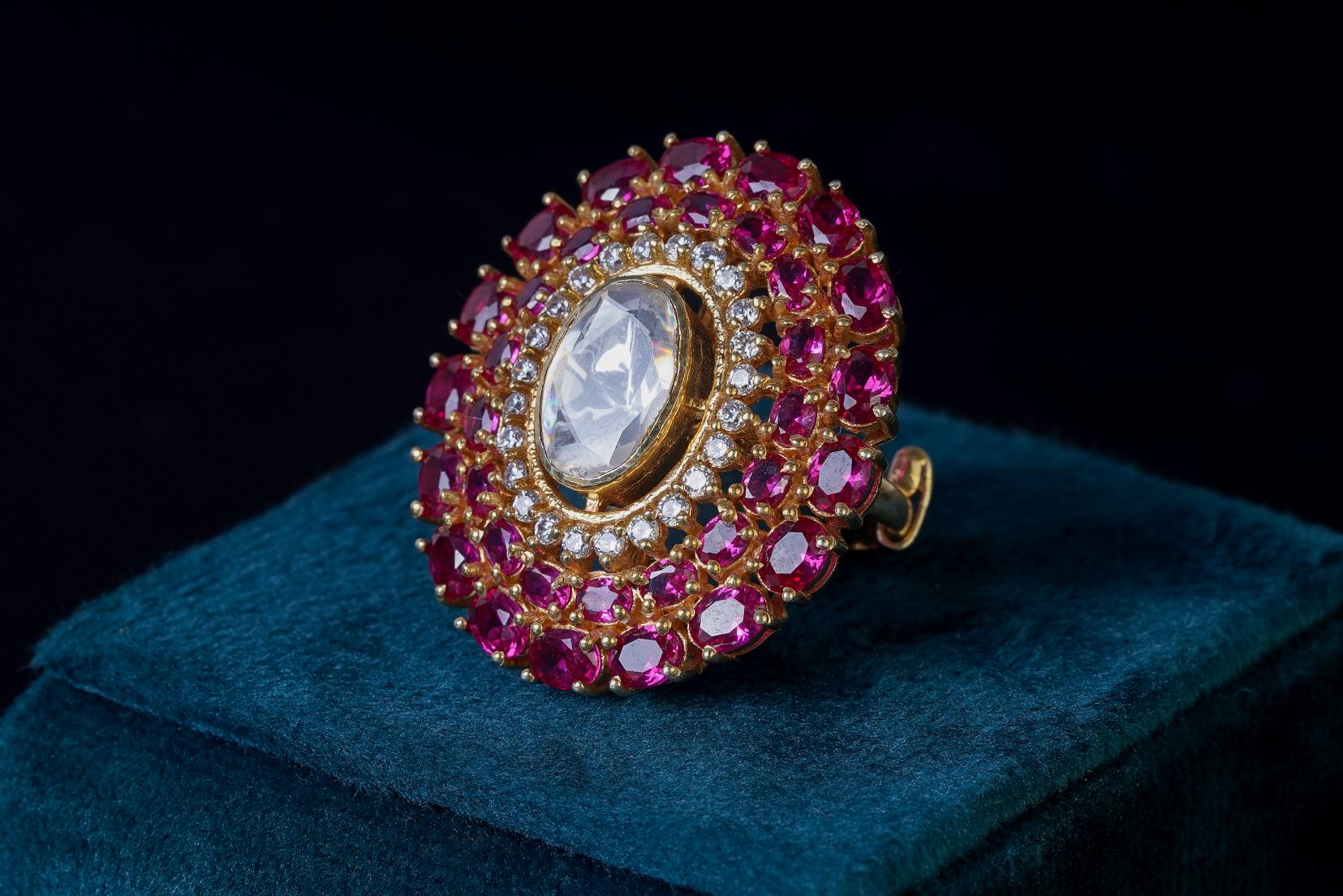 Ruby Halo Kundan Statement Ring