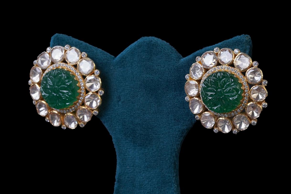 Round Green Crystal Studs