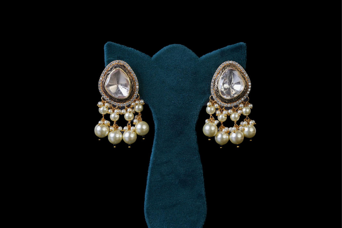 Crystal Flower Pearl Earrings