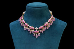 Blush Pink Crystal Drop Necklace Se