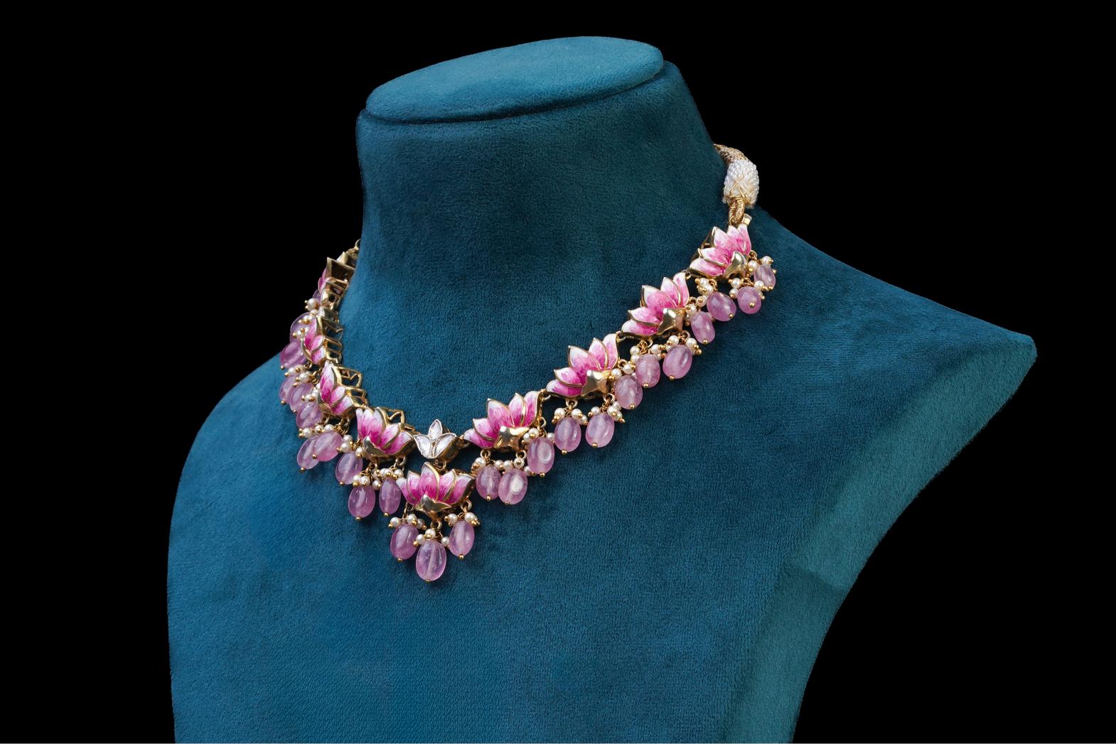 Blush Pink Crystal Drop Necklace Se