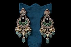 Emerald & Pearl Kundan Chandbali Earrings