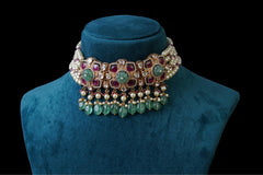 Pink Floral Designer Choker Set