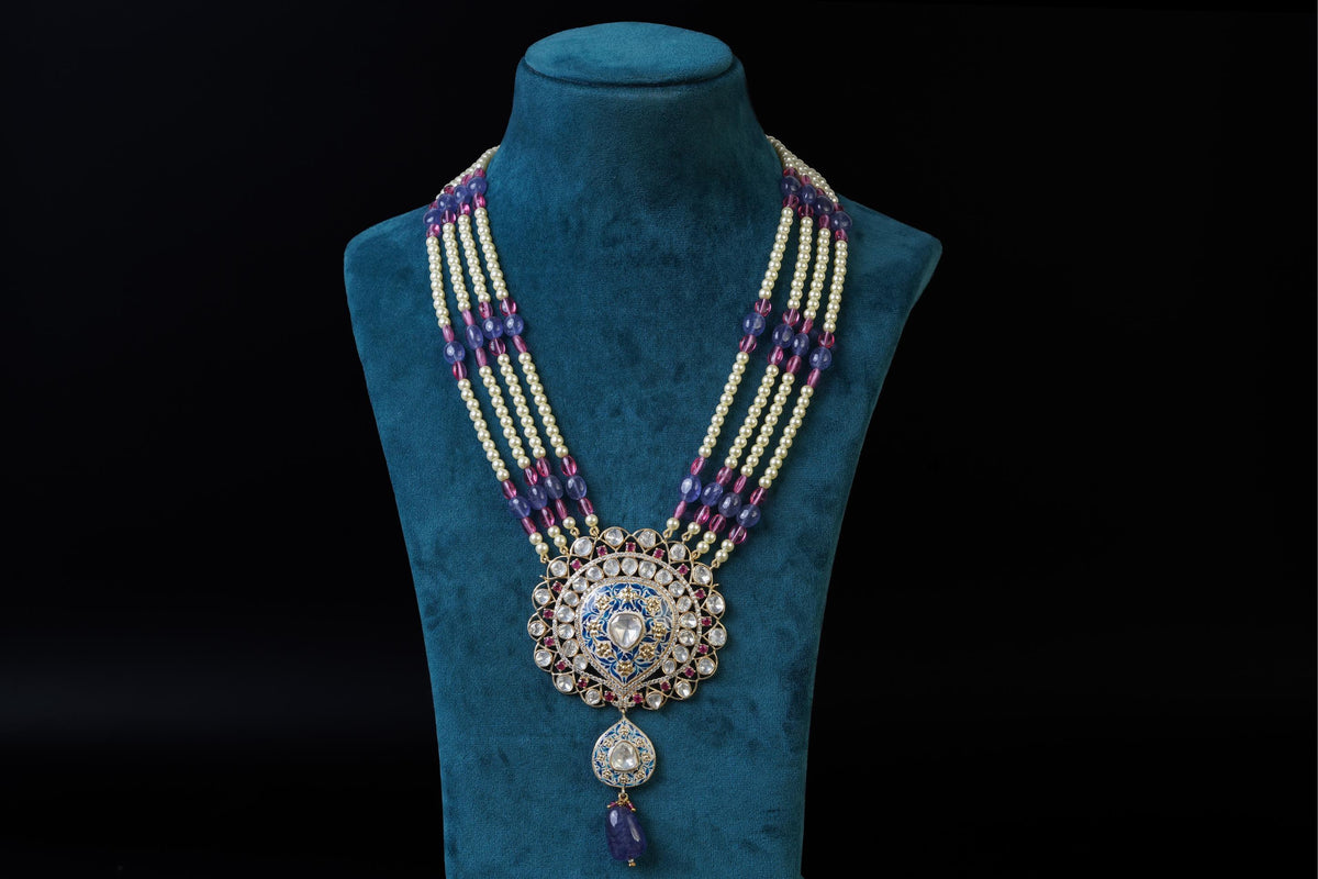 Royal Sapphire Polki Pendant Necklace