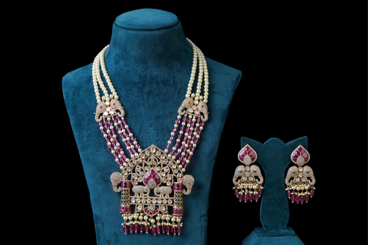 Ruby Pearl Kundan Bridal Necklace Set