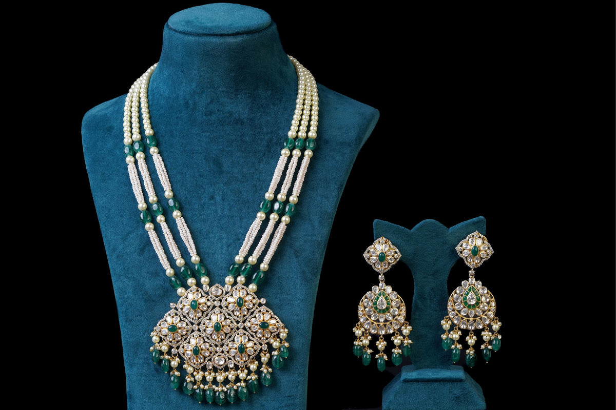 Green Floral Necklace Set