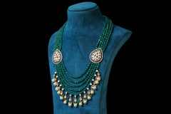 Emerald Beaded Layered Kundan Necklace