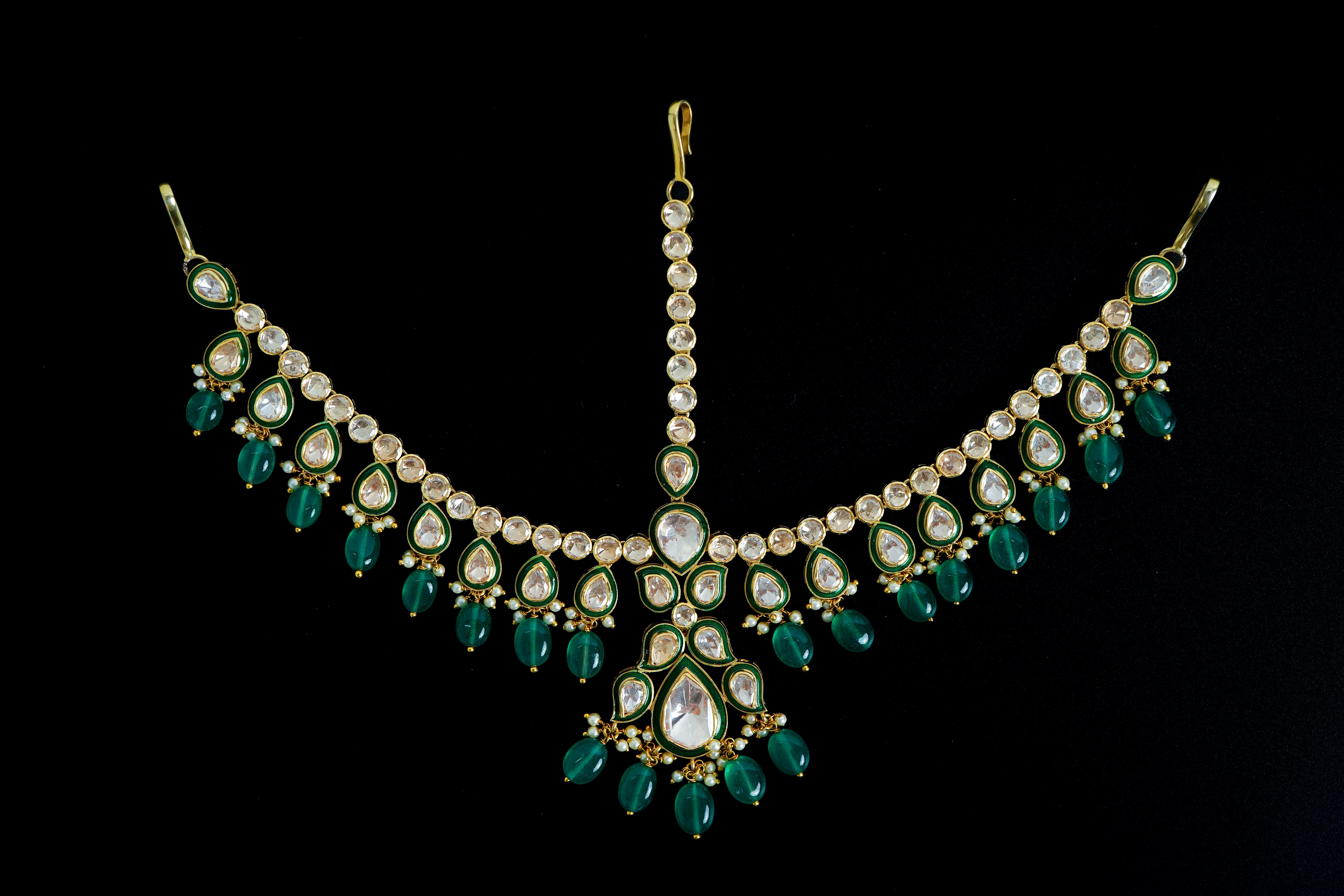 Green Bridal Polki Mangtika