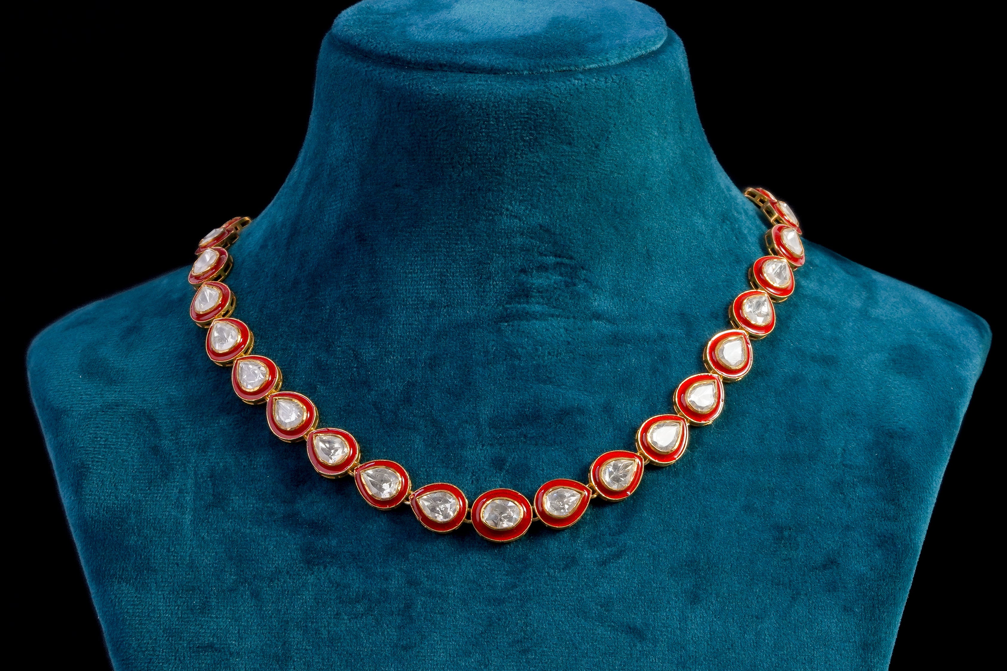 Classic Ruby Halo Necklace Set