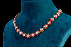 Classic Ruby Halo Necklace Set
