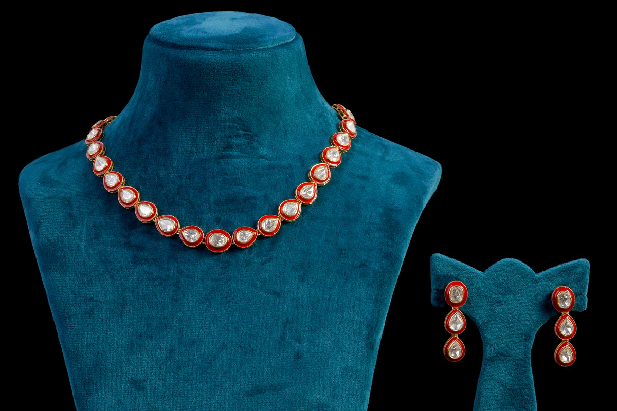 Classic Ruby Halo Necklace Set