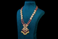 Ruby Beaded Kundan Long Necklace Set