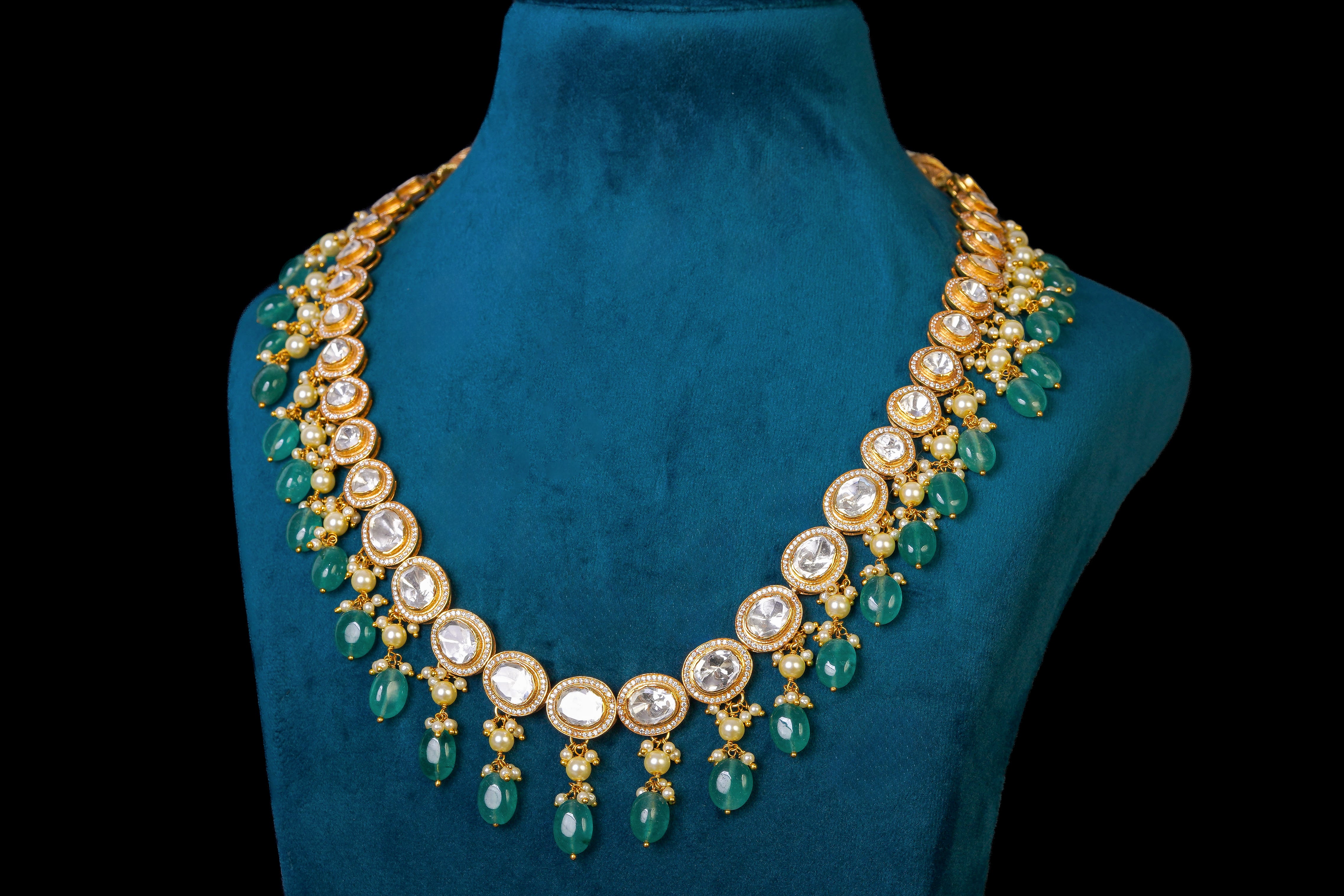 Emerald Drop Kundan Necklace