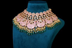 Blush Pink Enamel Kundan Bridal Choker Set