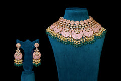 Blush Pink Enamel Kundan Bridal Choker Set