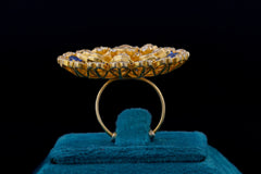Royal Sapphire Floral Kundan Ring