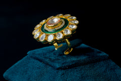 Green Polki Fusion Ring