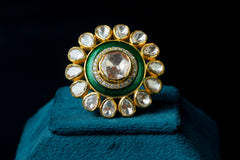 Green Polki Fusion Ring