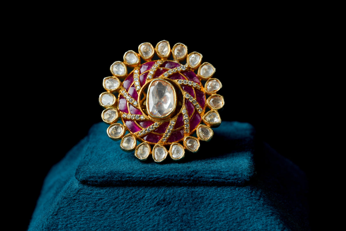 Scarlet Moissanite Silver Ring By Khaitan Jewels