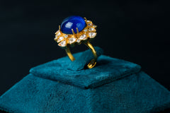 Blue Sapphire Kundan Floral Statement Ring