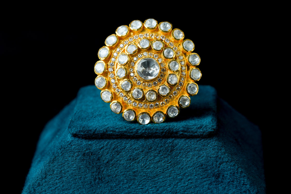 Elegant Heritage Moissanite Polki Ring