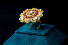 Ruby Floral Kundan Statement Ring